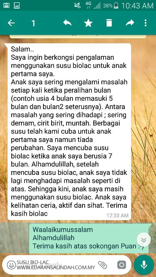 Testimoni Susu Bio-Lac 3