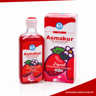 Botol dan kotak Asmakur Cecair berperisa strawberi 100 ml
