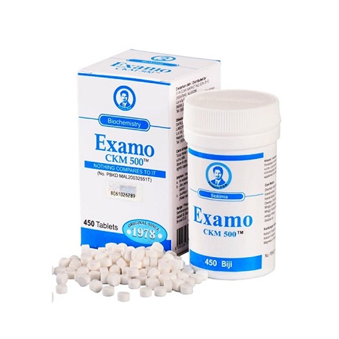 Examo-CKM500 4 EXAMO-CKM500 pek biru 450 tablet bersama kotak dan botol
