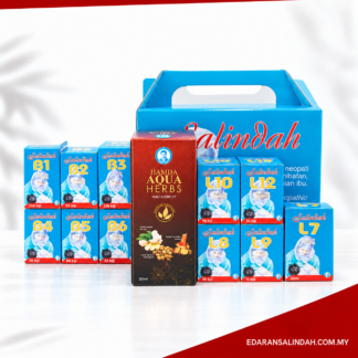Set Lengkap Salindah dengan ceraian B1 hingga B6, L7, L8, L9, L10, L12 dan Hamda Aqua Herbs bersama kotak pembawa biru